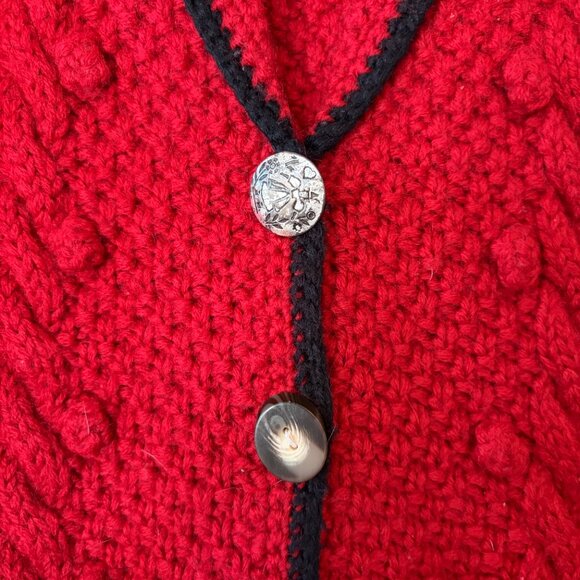 Vintage Obermeyer women's Noel vest large red christmas holiday button wool - Picture 4 of 10